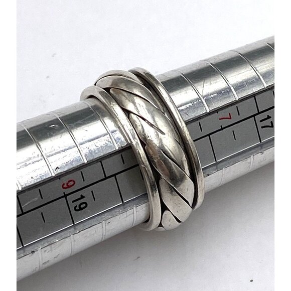 925 Ring Sterling Silver Spinner Unisex Women Artisan Size 8 Band - Picture 4 of 8